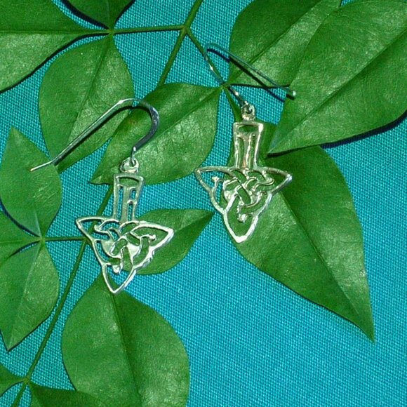 Celtic Triangle Dangle Earrings - Picture 13 of 14